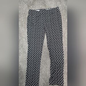 Chico’s Women's Size 0 Small (Size 4) Black White Geometric Pull On Ankle Pants